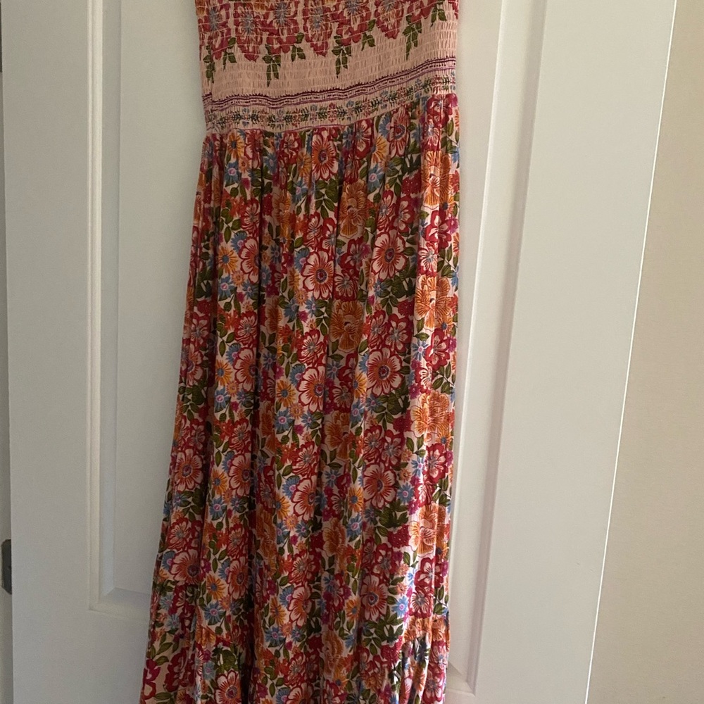 Angie Floral Maxi Dress - Red, Orange, Green
